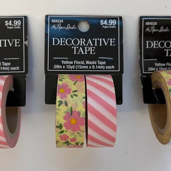Washi Decorative Tape Bundle Decorative Craft Supply Floral Stripe Pattern 6 TL - Picture 5 of 5
